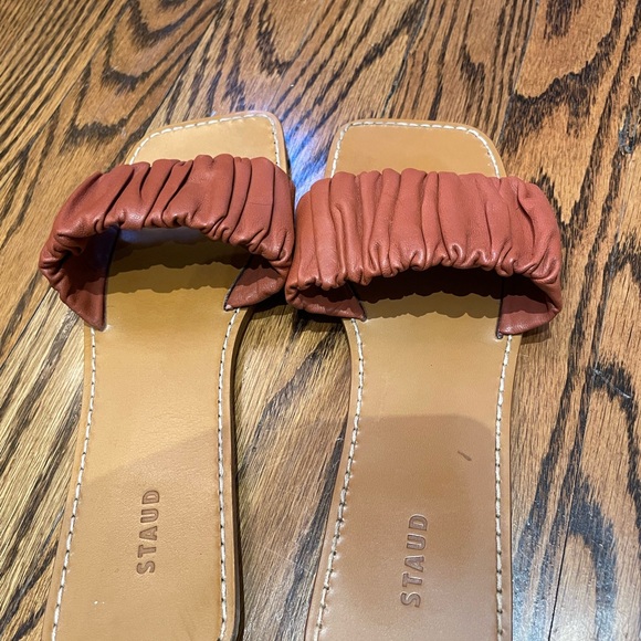 STAUD Rust Ruched Slide Sandals - Picture 2 of 3